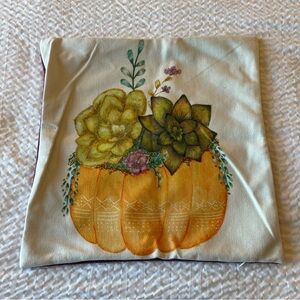 Pumpkin Succulent Print Decorative Square Throw‎ Pillow Cover
